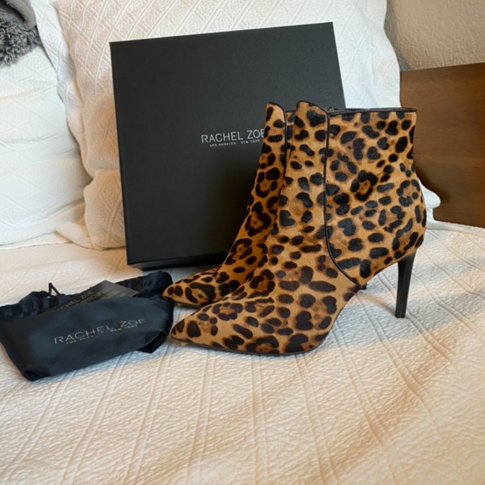 Rachel Zoe Morgan Leopard Calf Hair Ankle Boots
